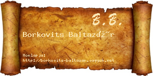 Borkovits Baltazár névjegykártya